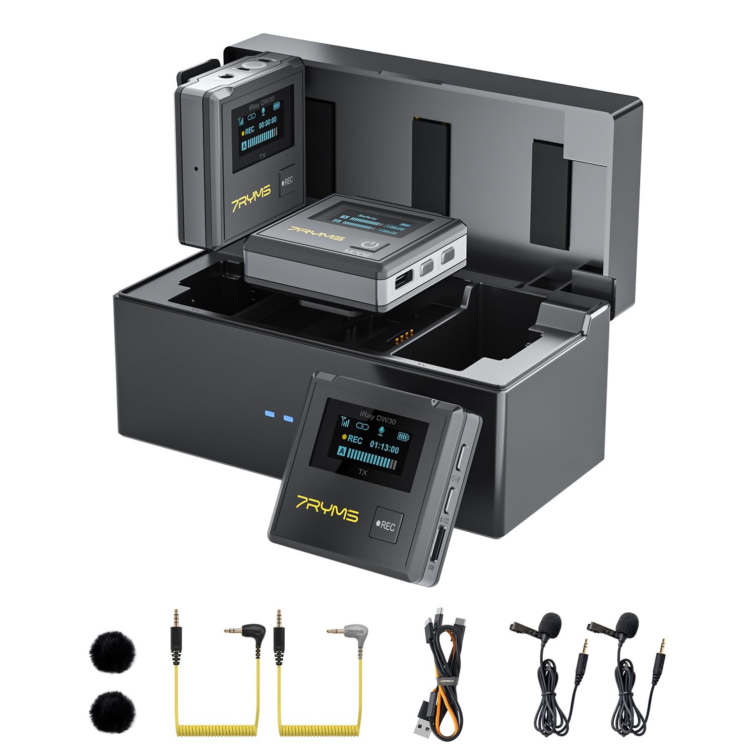 ワイヤレスマイク iRay DW30 8Gメモリー 48kHz録音 充電ケース ワイヤレスマイク iRay DW30 8Gメモリー 48kHz録音 充電ケース